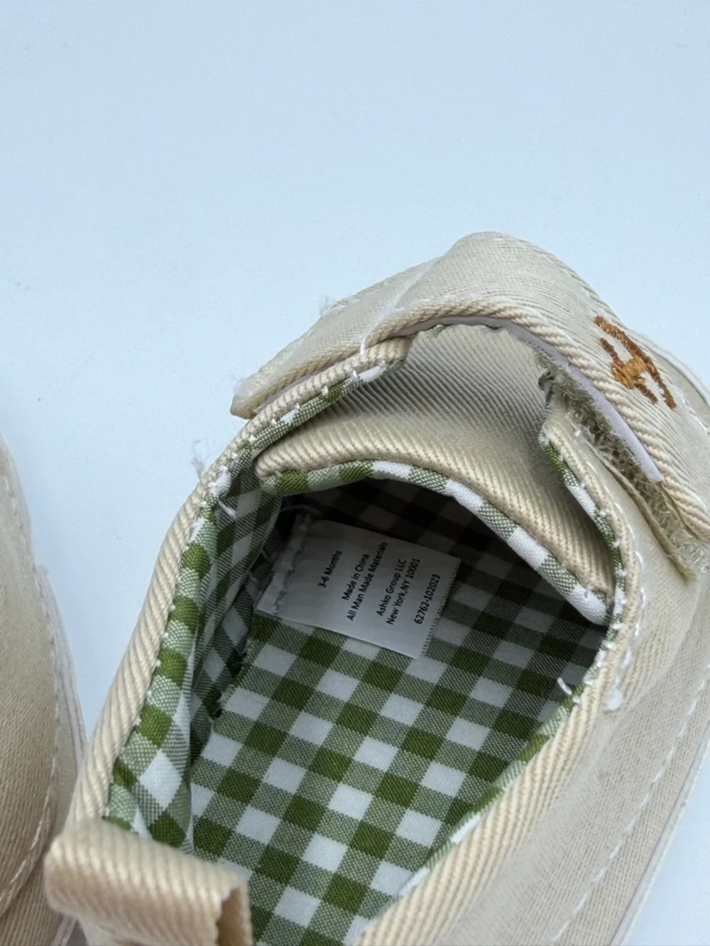 Tommy Bahama Beige Canvas Baby Shoes with Anchor Embroidery